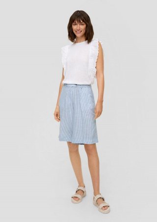 s.Oliver Shorts aus Leinenmix mit Wide Leg - himmelblau