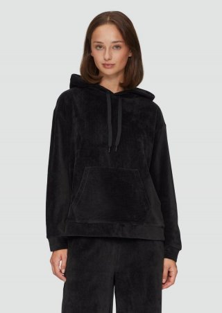 s.Oliver Kapuzen-Sweatshirt mit Cord-Struktur - schwarz