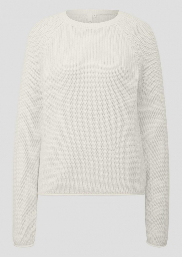 s.Oliver Melierter Strickpullover mit Raglanärmeln - ecru
