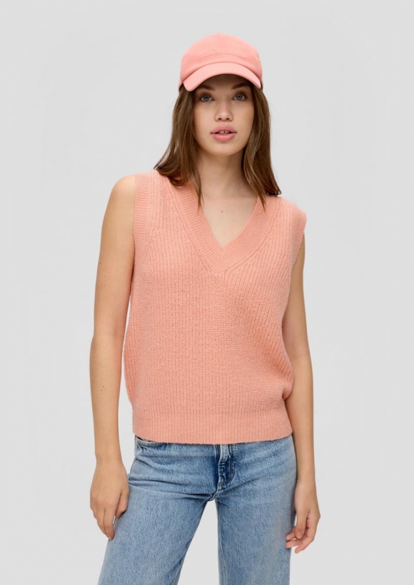 s.Oliver Strickpullunder mit V-Neck - papaya