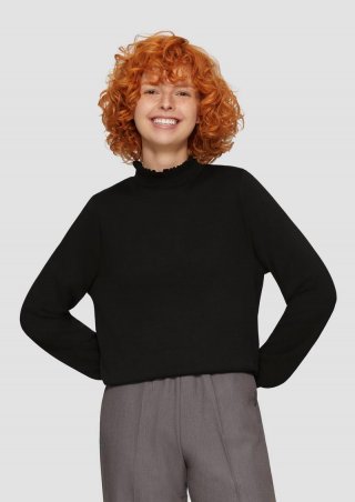s.Oliver Sweatshirt mit Strickkragen aus Viskosemix - schwarz