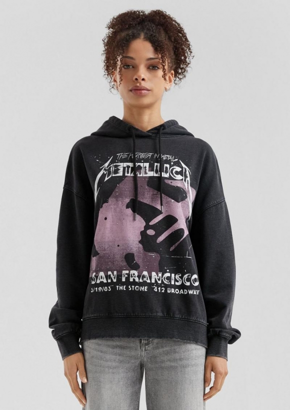 s.Oliver Metallica® Band-Sweatshirt mit Wascheffekt - schwarz