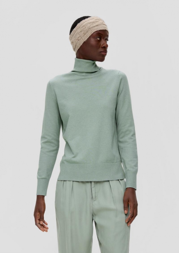 s.Oliver Feinstrickpullover mit Rollkragen - salbeigrün
