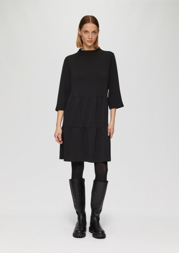s.Oliver Scuba-Kleid mit Volants - schwarz