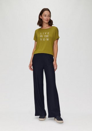 s.Oliver Hose mit Wide Leg aus strukturiertem Jersey - navy