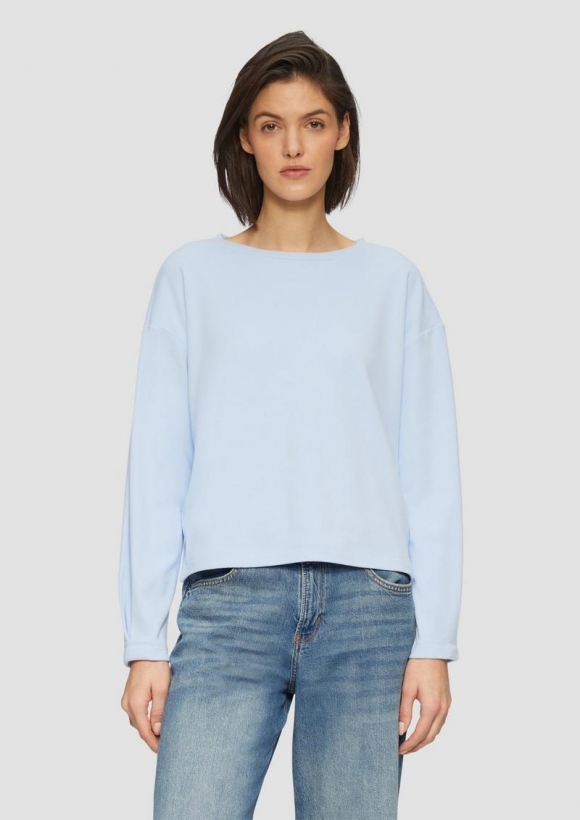 s.Oliver Sweatshirt mit Faltendetail am Ärmel - hellblau
