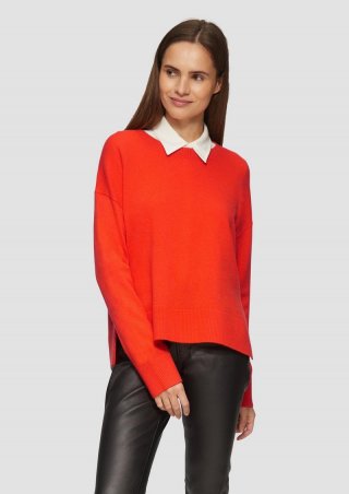 s.Oliver Strickpullover aus Kaschmirmix mit seitlichen Schlitzen - orange