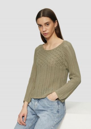 s.Oliver Pullover in Häkeloptik - tannengrün