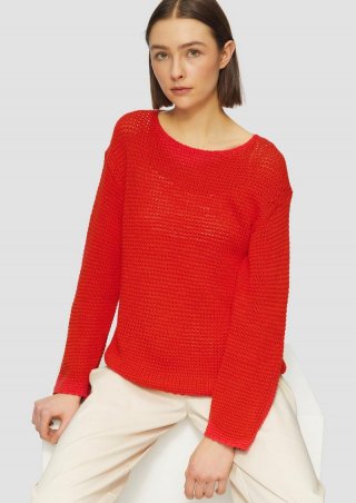 s.Oliver Locker gestrickter Pullover mit Rundhalsausschnitt - rot