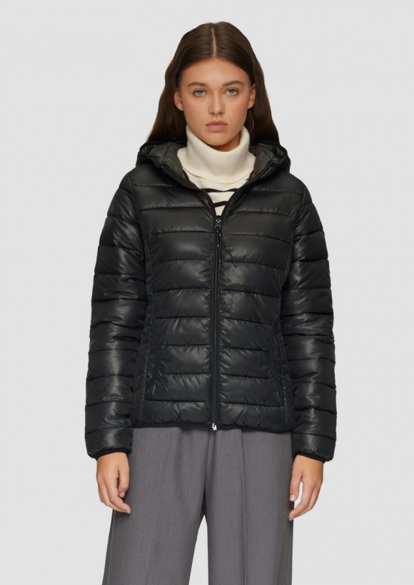 s.Oliver Gesteppte Outdoor-Jacke mit Kapuze - schwarz
