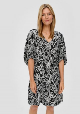 s.Oliver Kurzes Kleid mit V-Ausschnitt - schwarz