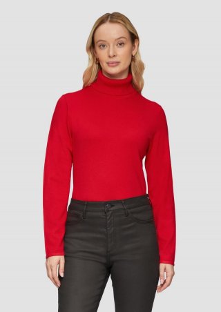s.Oliver Feiner Rollkragenpullover mit Ajour-Details - rot