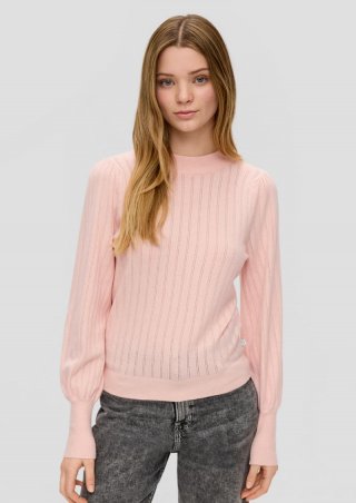 s.Oliver Strickpullover mit Ajourmuster - pfirsich