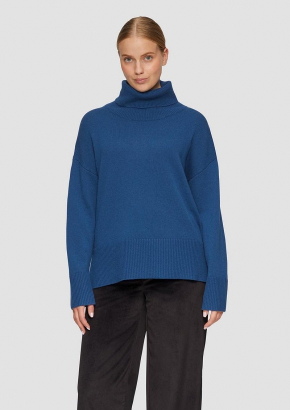 s.Oliver Lockerer Rollkragenpullover aus Kaschmirmix - dunkelblau