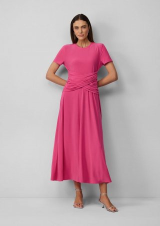 s.Oliver Tailliertes Maxikleid mit Raffung - pink