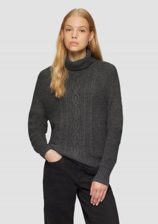 s.Oliver Kuscheliger Zopfstrickpullover - dunkelgrau