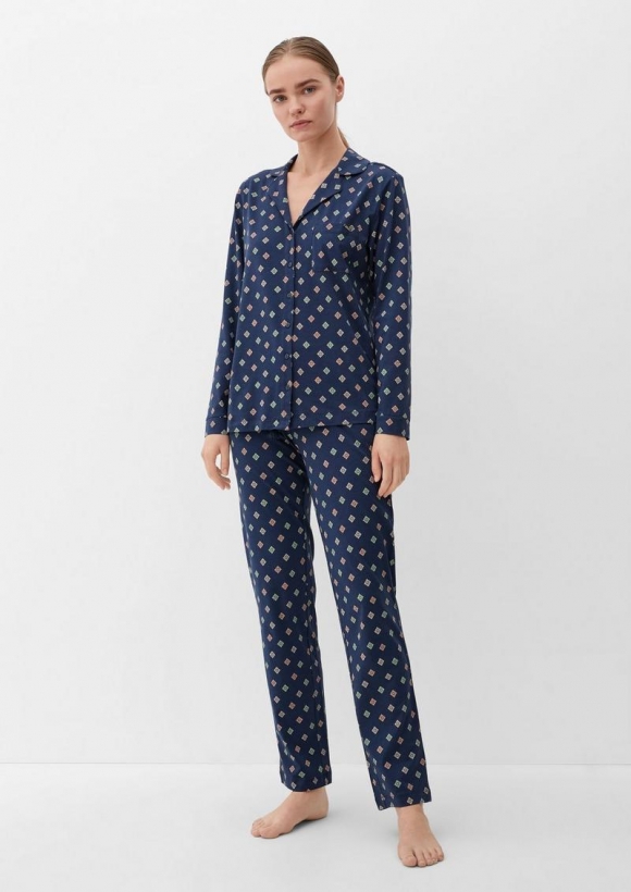 s.Oliver Pyjama aus Baumwollmix - tiefblau
