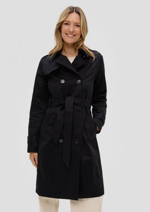 s.Oliver Langer Trench-Coat - schwarz