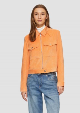 s.Oliver Kurze Cordjacke mit aufgesetzten Taschen - orange