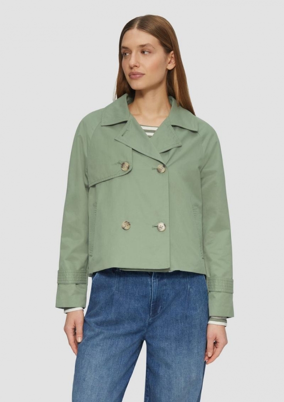 s.Oliver Cabanjacke mit Raglanärmeln und Streifenfutter - salbeigrün s.Oliver Cabanjacke mit Raglanärmeln und Streifenfutter - salbeigrün