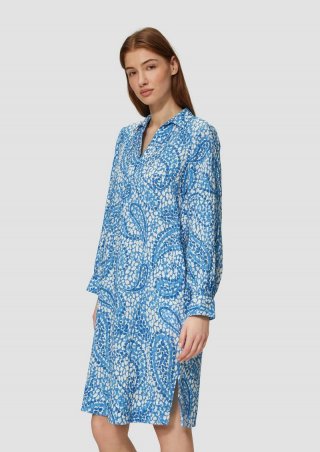 s.Oliver Strukturiertes Hemdblusenkleid mit Eingrifftaschen - royalblau