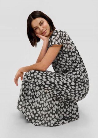 s.Oliver Maxikleid mit All-over-Print - schwarz