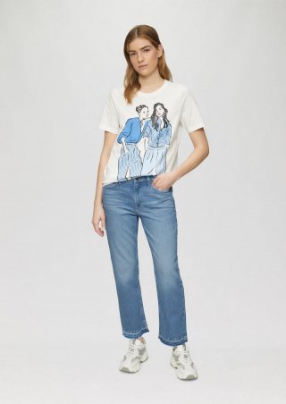 s.Oliver Cropped Jeans / Regular Fit / Mid Rise / Straight Leg / mit Saumdetails - blau