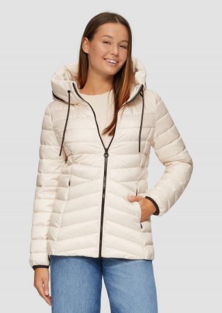 s.Oliver Leichte Steppjacke mit Logo-Kapuze - wollweiß