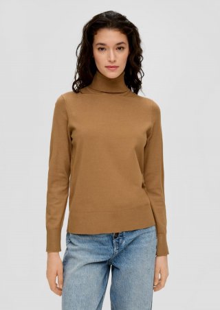 s.Oliver Feinstrickpullover mit Rollkragen - sandstein