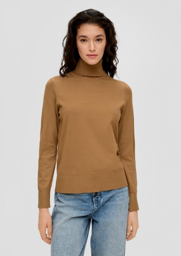 s.Oliver Feinstrickpullover mit Rollkragen - sandstein