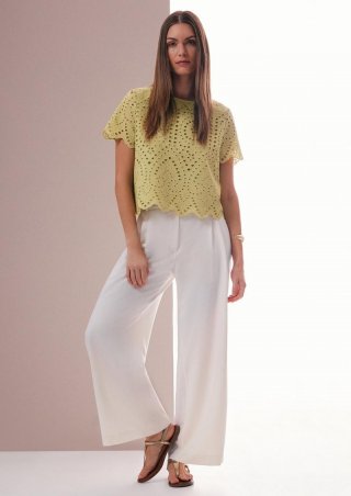 s.Oliver Wide-Leg-Culotte aus Lyocell-Baumwollmix - ecru