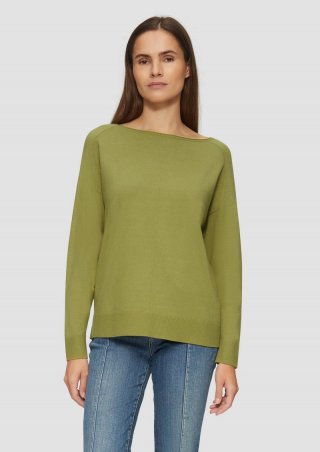 s.Oliver Strickpullover mit U-Boot-Ausschnitt aus Viskosestretch - guacamole