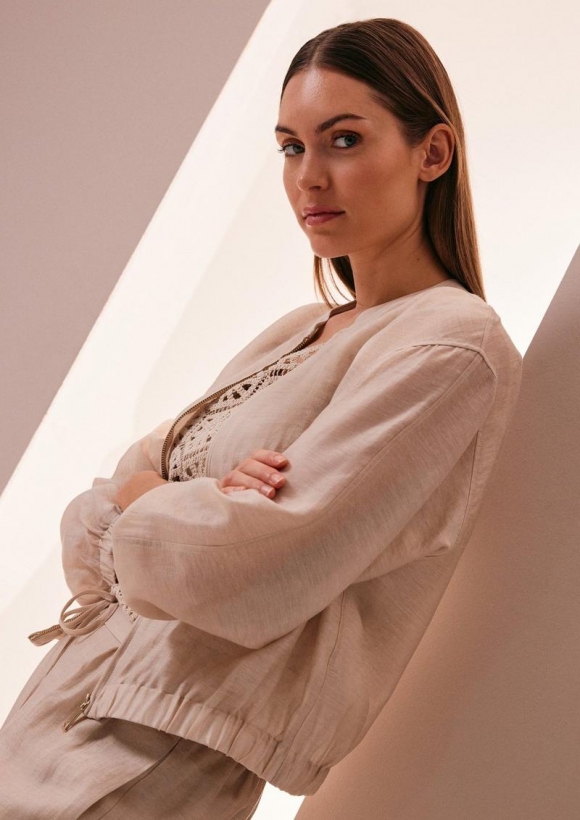 s.Oliver Leinenmix-Blouson im Relaxed Fit - beige