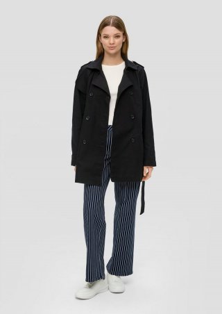 s.Oliver Trenchcoat mit Bindegürtel - schwarz