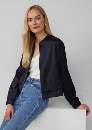 s.Oliver Offener Satinblouson mit Elastikbund - navy