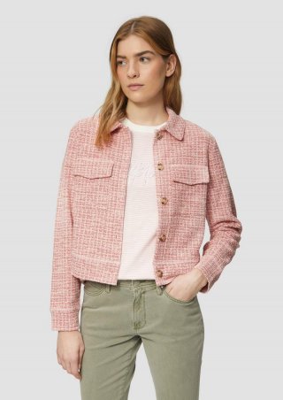 s.Oliver Verkürzte Bouclé-Jacke aus Sweat mit aufgesetzten Taschen - preiselbeere