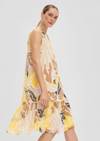 s.Oliver Knieumspielendes Chiffon-Kleid mit Volants - ecru