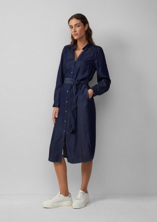 s.Oliver Hemdblusenkleid in Denim-Optik - blau
