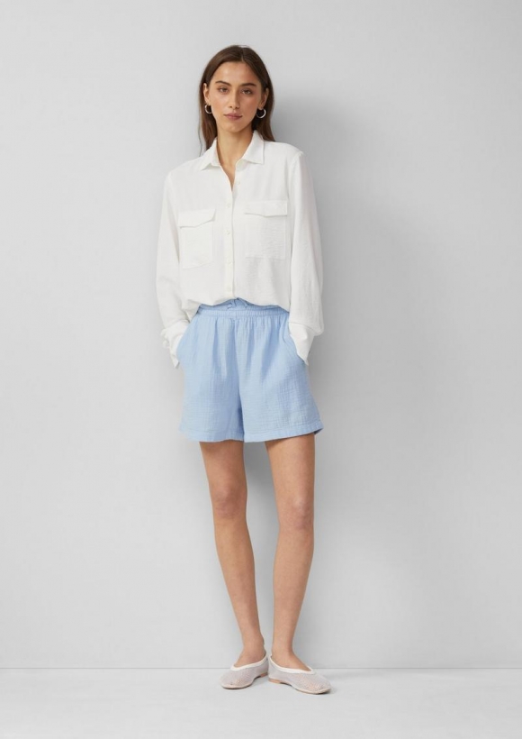 s.Oliver Musselin-Shorts mit Elastikbund - hellblau