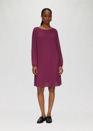 s.Oliver Plissiertes Chiffonkleid - fuchsia