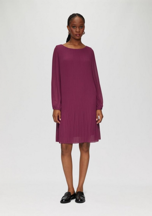 s.Oliver Plissiertes Chiffonkleid - fuchsia