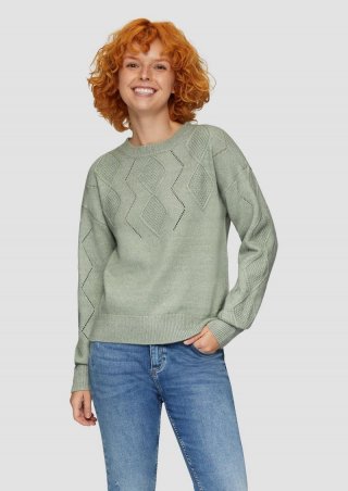 s.Oliver Pullover aus Viskosemix mit Ajour-Muster - salbeigrün