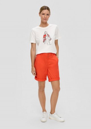 s.Oliver Regular: Shorts aus Baumwollstretch - koralle