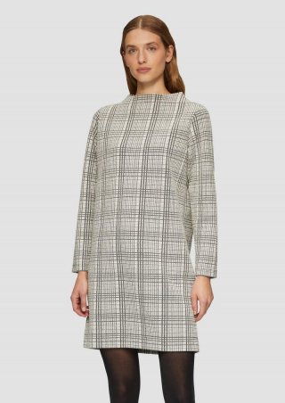 s.Oliver Gemustertes Sweat-Kleid mit Turtleneck - ecru