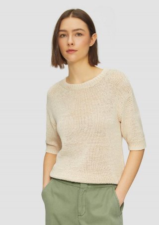 s.Oliver Strickpullover aus Bändchengarn mit 3/4-Ärmeln - beige