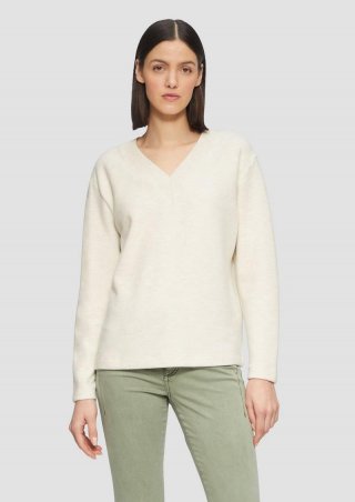 s.Oliver Weiches Sweatshirt mit V-Ausschnitt - beige