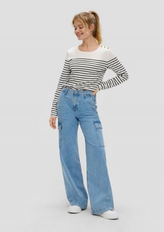 s.Oliver Jeans Suri / Mid Rise / Wide Leg / Cargo-Taschen - blau