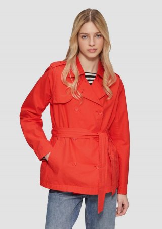 s.Oliver Kurzer Trenchcoat aus Baumwolle mit Gürtel - rot