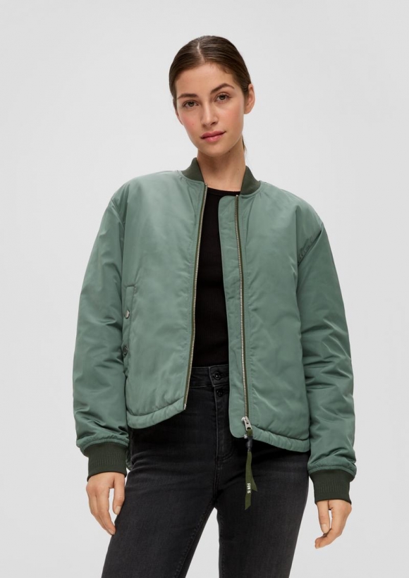 s.Oliver Blouson mit Stehkragen - tannengrün