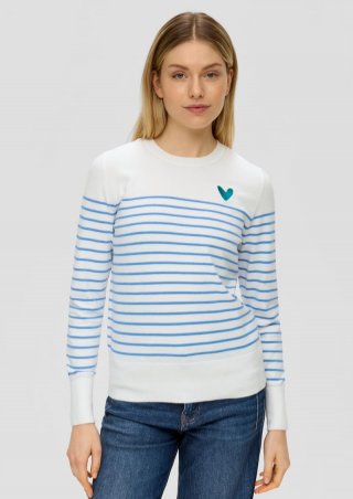 s.Oliver Ringelpullover mit kleiner Stickerei - royalblau